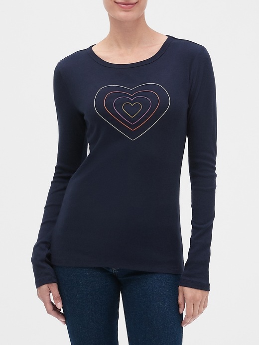 Image number 1 showing, Favorite Long Sleeve Embroidered Crewneck T-Shirt