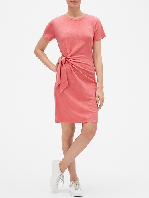 Image number 6 showing, Short Sleeve Twist-Knot Midi Dress
