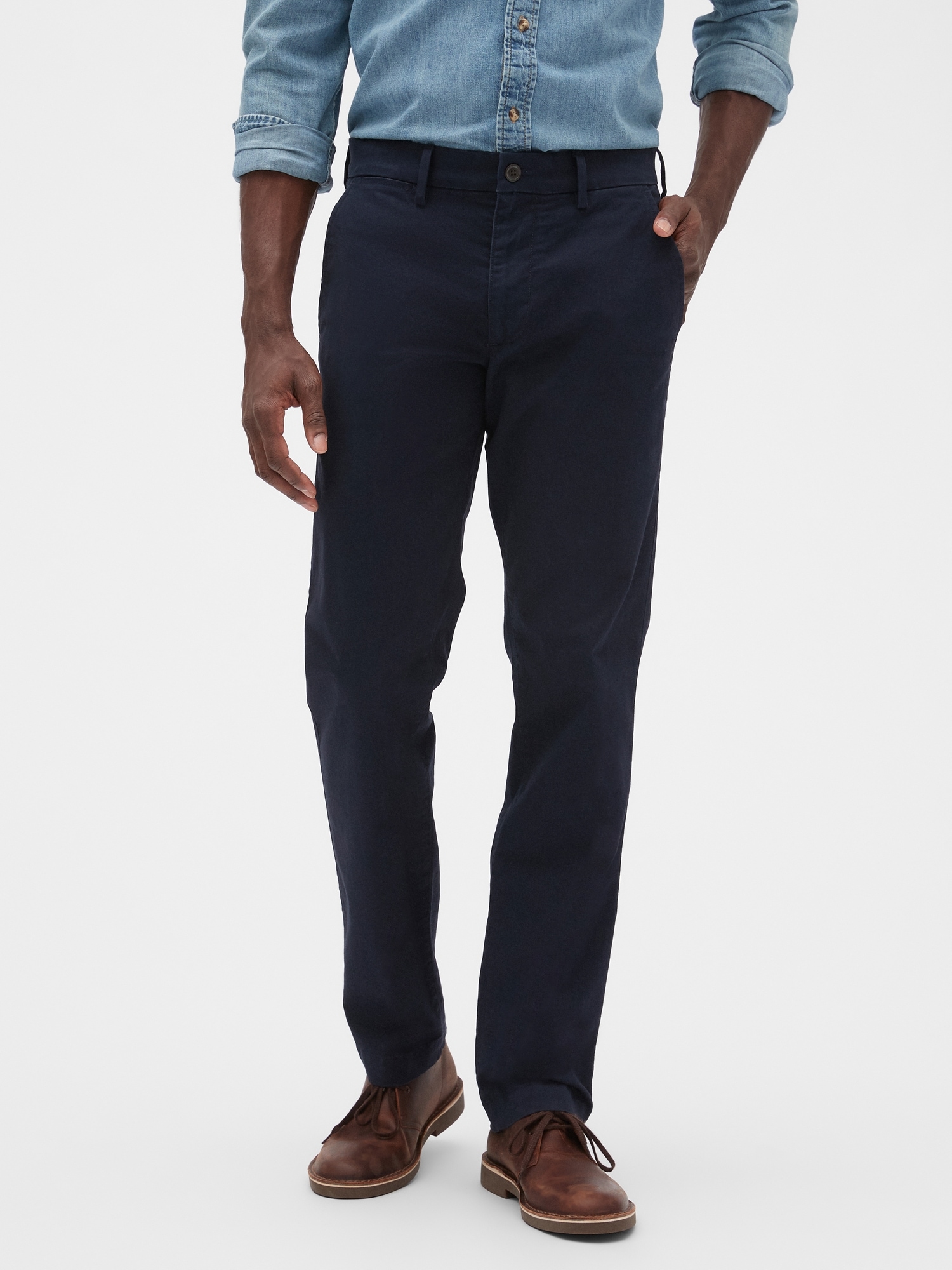 Gap Factory Gapflex Essential Khakis In Straight Fit In Blue