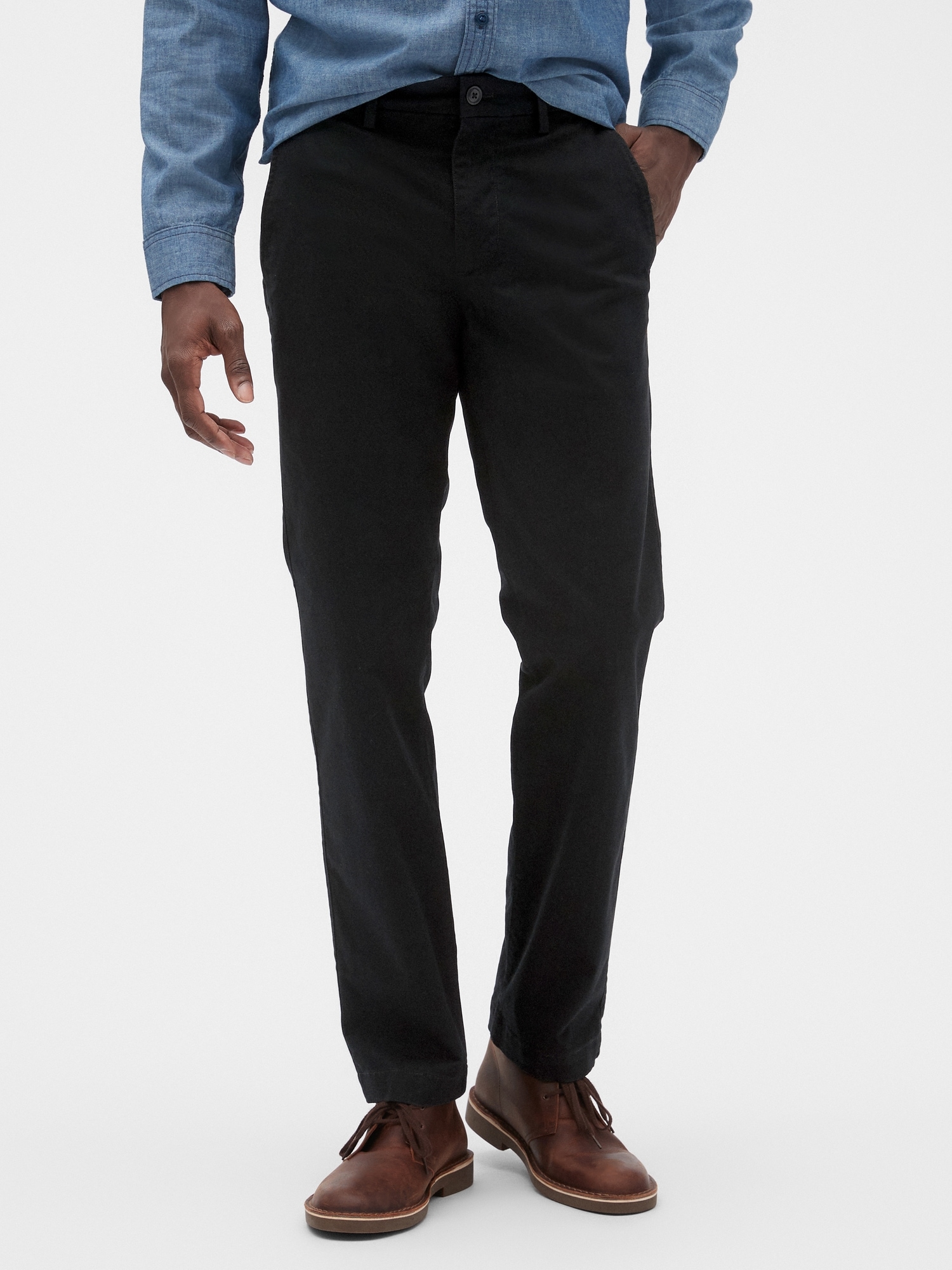 Gap Factory Gapflex Essential Khakis In Straight Fit In Black