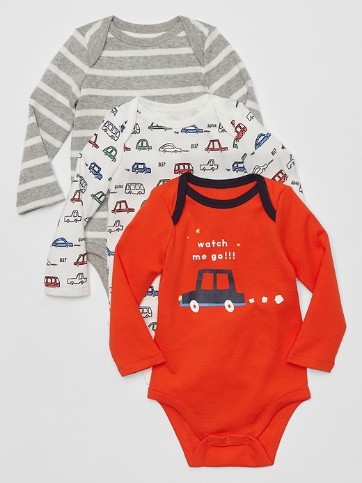 View large product image 1 of 1. Baby Graphic Long Sleeve Bodysuit (3-Pack)