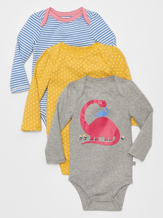 View large product image 1 of 1. Baby Graphic Long Sleeve Bodysuit (3-Pack)