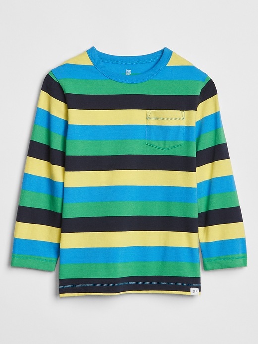 View large product image 1 of 1. Toddler Stripe Long Sleeve Pocket T-Shirt