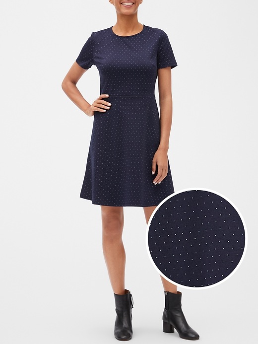 View large product image 1 of 1. Fit and Flare Dress in Ponte