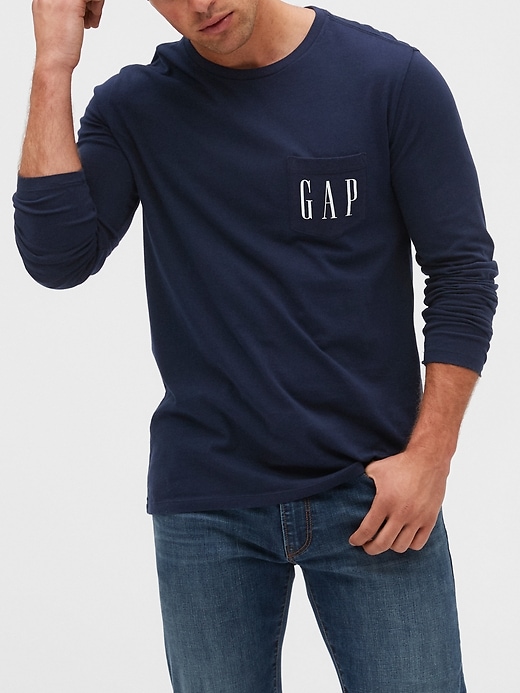 Image number 1 showing, Gap Logo Long Sleeve Pocket T-Shirt