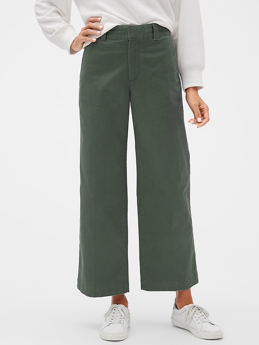 View large product image 1 of 1. High Rise Straight Crop Khakis