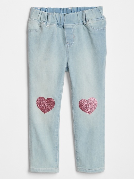Image number 1 showing, Toddler Glitter Heart Jeggings with High Stretch