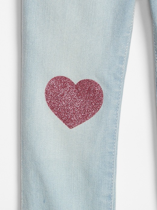 Image number 3 showing, Toddler Glitter Heart Jeggings with High Stretch