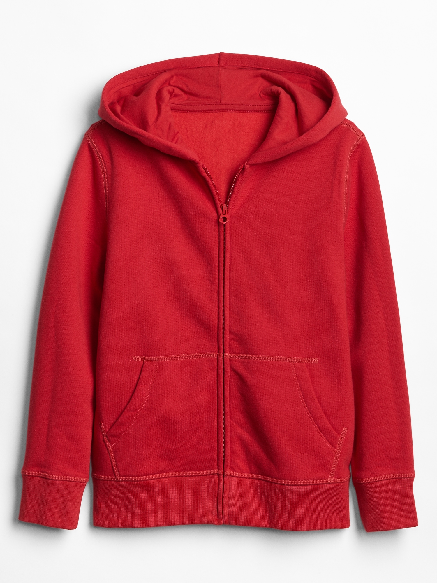 Kids Boys Unisex Plain Fleece Red Hoodie Zip Up Style Zipper Age 2-13 Years 