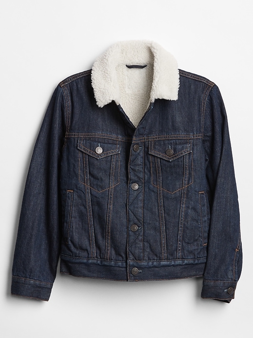 Image number 1 showing, Kids Sherpa-Lined Denim Jacket