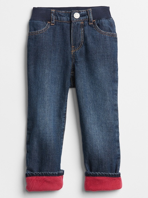 Image number 1 showing, Toddler Fleece-Lined Straight Jeans