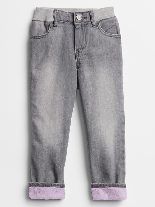Image number 1 showing, Toddler Fleece-Lined Straight Jeans
