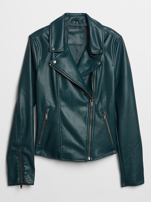 Image number 3 showing, Faux-Leather Moto Jacket
