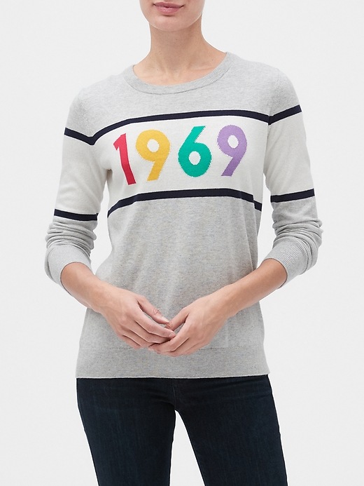 View large product image 1 of 1. Graphic Crewneck Pullover Sweater