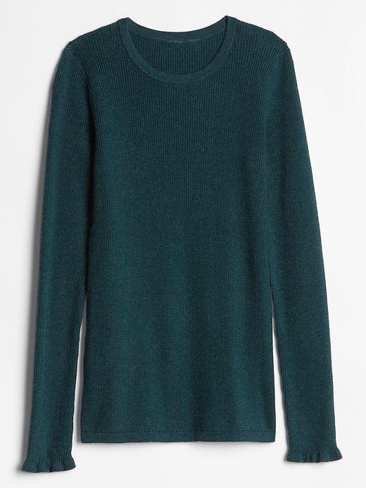 Image number 3 showing, Ruffle-Cuff Ribbed Crewneck Sweater