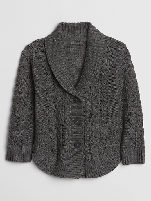 Image number 3 showing, Toddler Cable-Knit Shawl Collar Cardigan