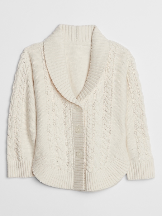 Image number 1 showing, Toddler Cable-Knit Shawl Collar Cardigan