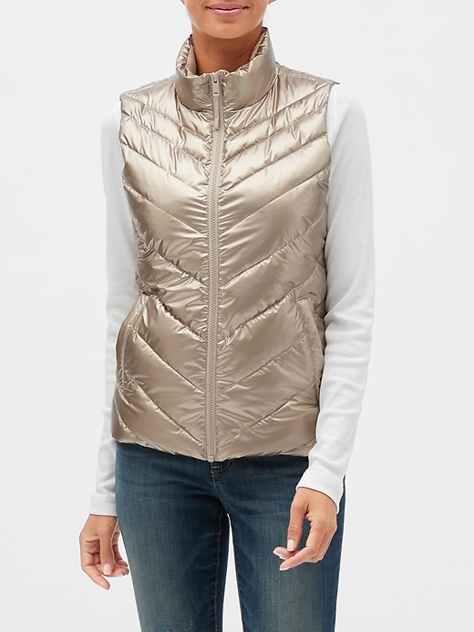 Metallic Padded Down Vest Metallic Puffer Vest