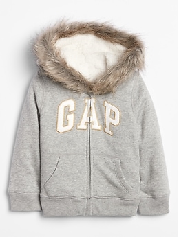 Toddler Gap Logo Sherpa-Lined Zip Faux-Fur Hoodie | Gap Factory