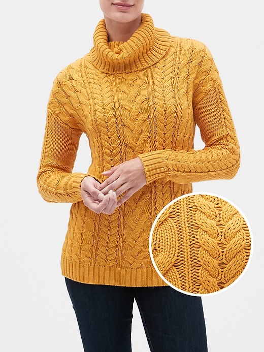 View large product image 1 of 1. Cable-Knit Turtleneck Sweater