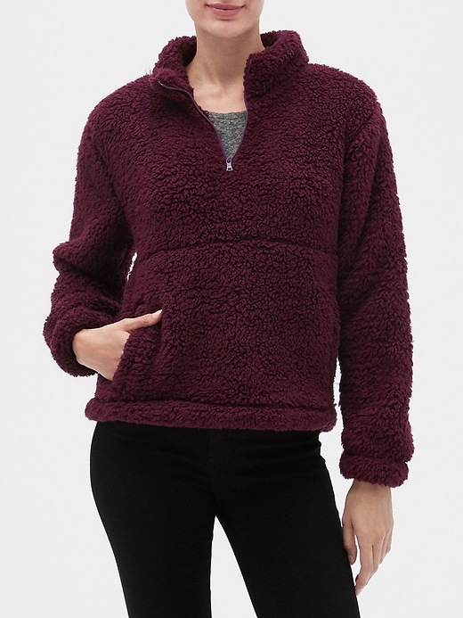 Image number 1 showing, Half-Zip Sherpa Pullover Sweater