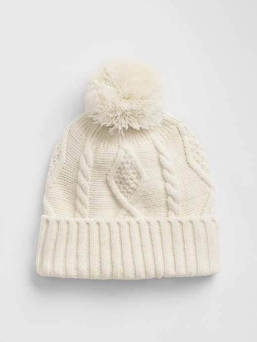 View large product image 1 of 1. Kids Cable-Knit Pom Pom Beanie