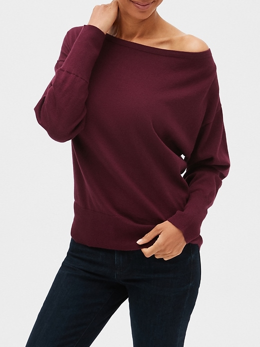 Image number 1 showing, Off-Shoulder Pullover Sweater