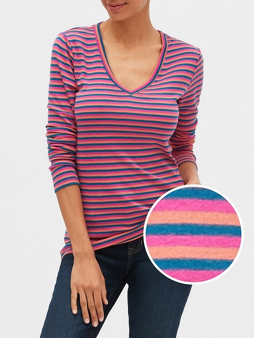 View large product image 1 of 1. Favorite Stripe V-Neck T-Shirt