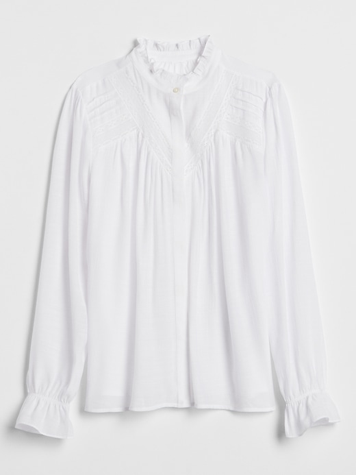 Image number 2 showing, Lace-Trim Pintuck Shirt