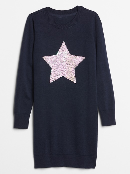 View large product image 1 of 1. Kids Sequin Graphic Sweater Dress