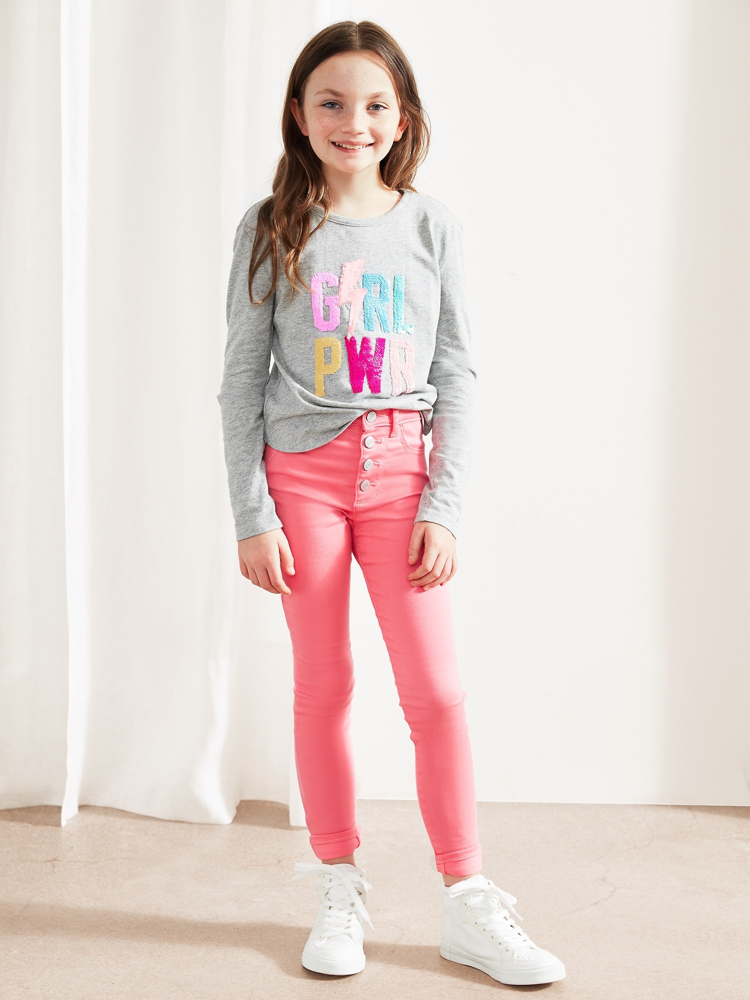 Kids High Rise Jeggings in Pink