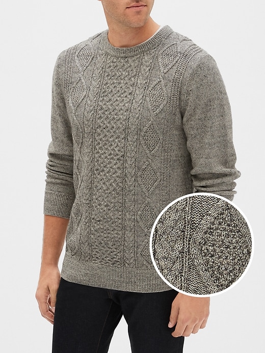 Image number 5 showing, Cable-Knit Crewneck Pullover Sweater