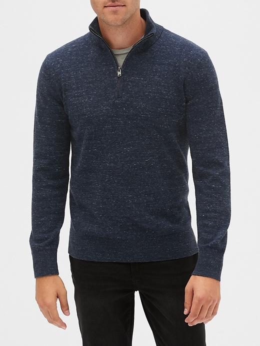 View large product image 1 of 1. Quarter-Zip Mockneck Sweater