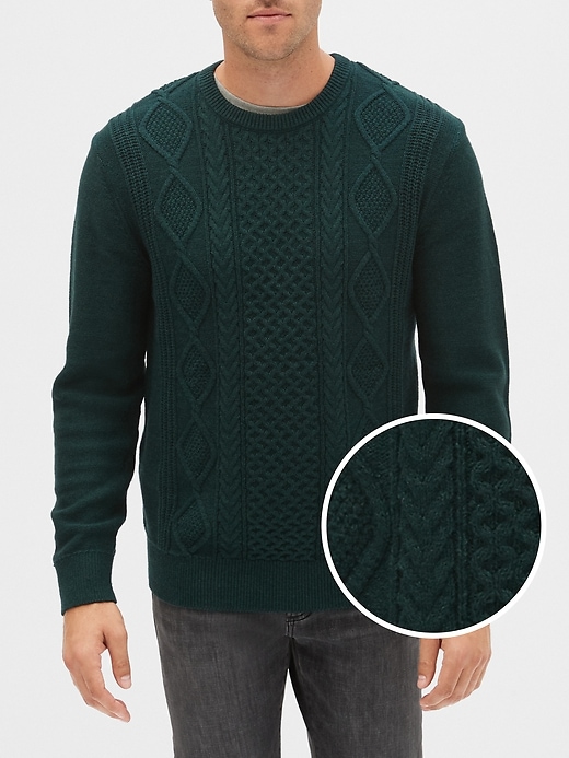 Image number 6 showing, Cable-Knit Crewneck Pullover Sweater