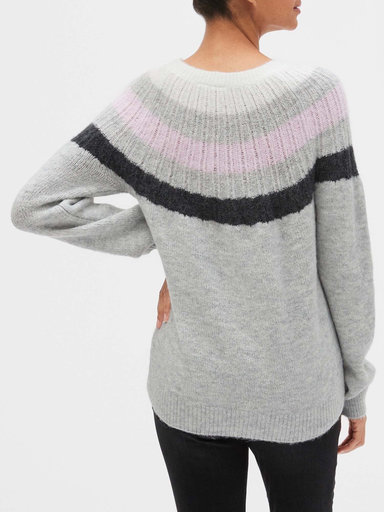 Stripe Yoke Crewneck Sweater Gap Factory