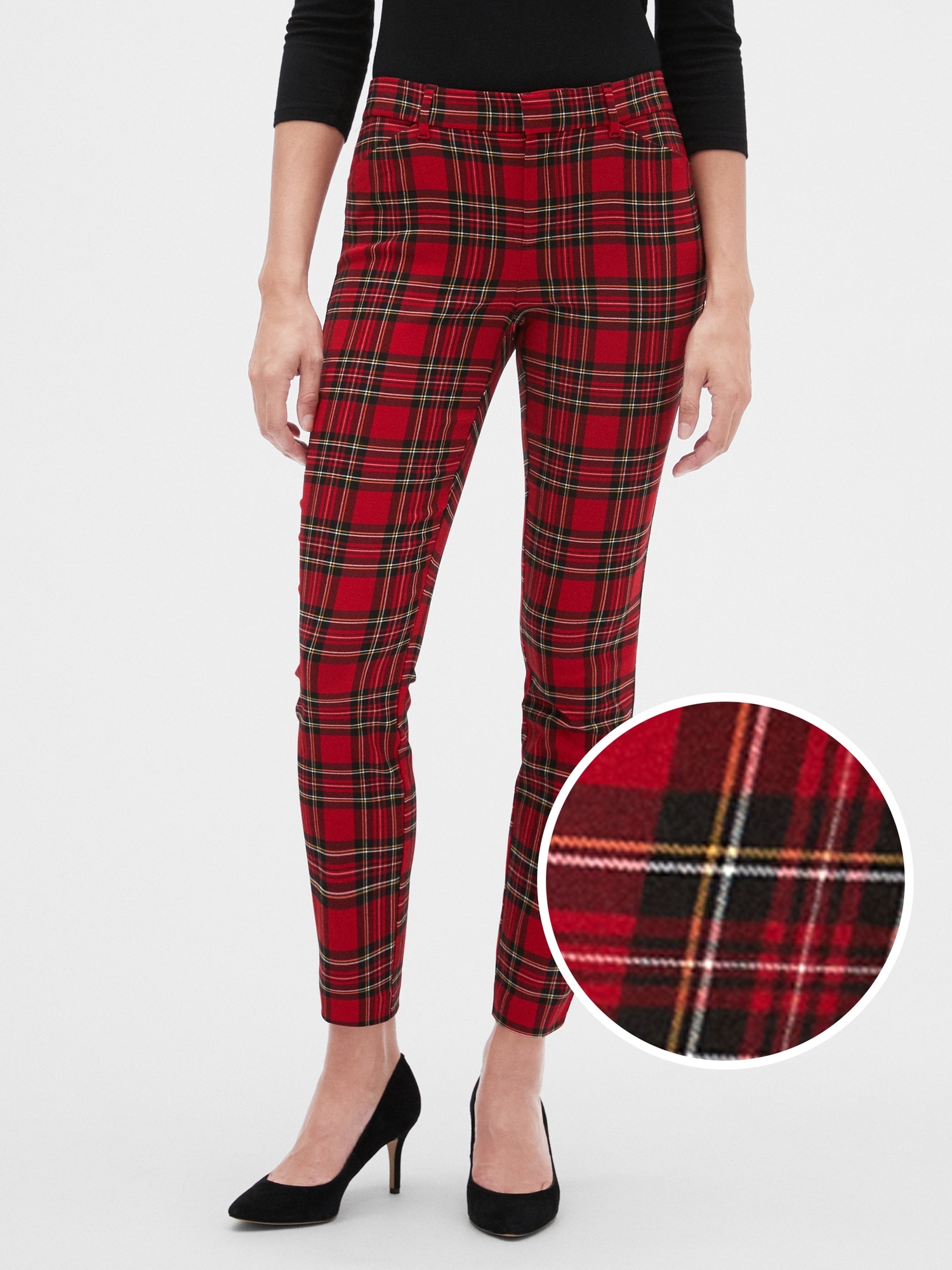 red plaid ankle pants