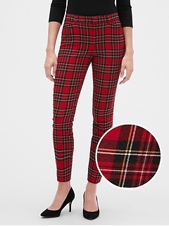 womens plaid pants red
