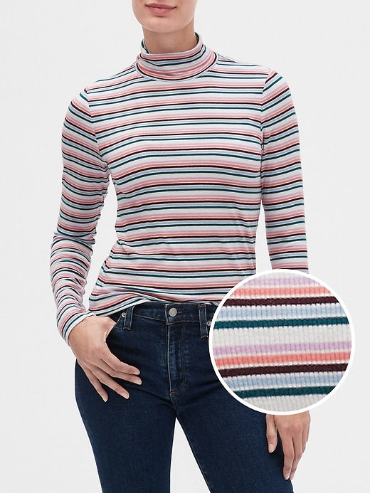 Image number 3 showing, Stripe Ribbed Turtleneck Top