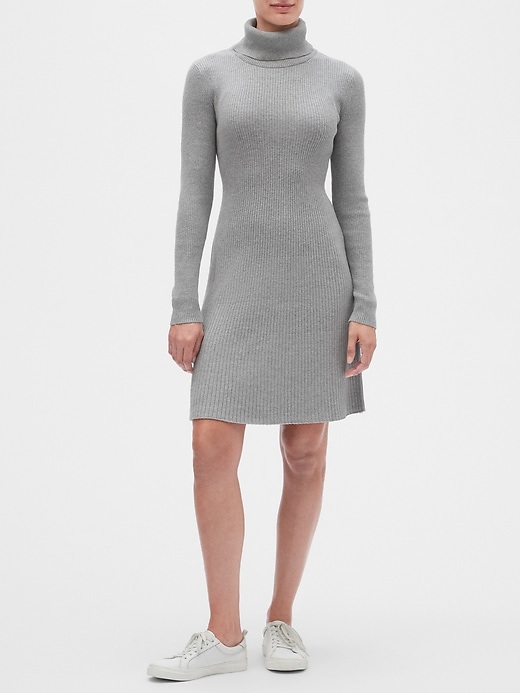 View large product image 1 of 1. Ribbed Turtleneck Sweater Dress