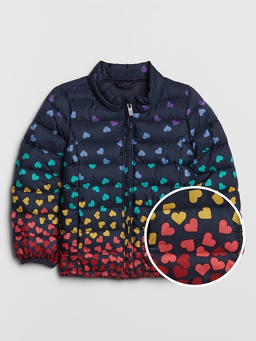 View large product image 1 of 1. Toddler Heart Print Puffer Jacket