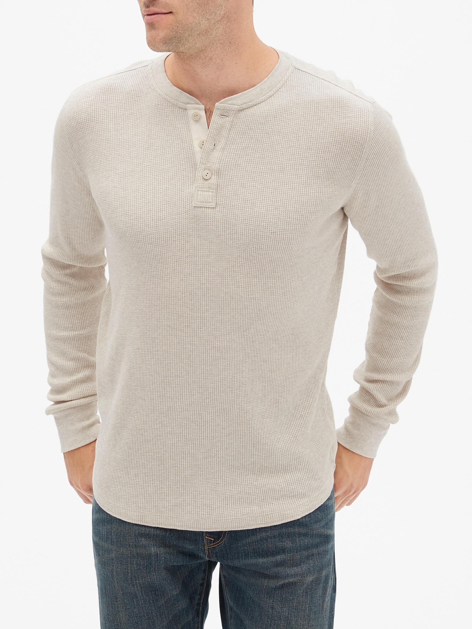 Waffle-Knit Henley