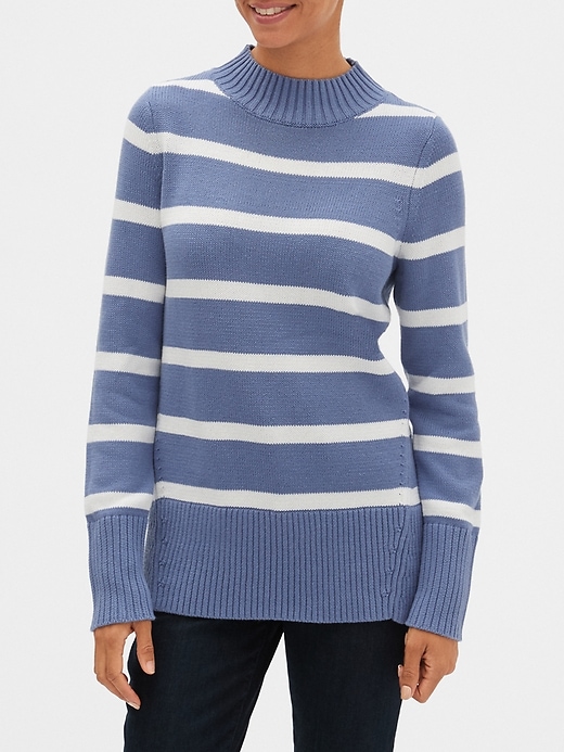 View large product image 1 of 1. Stripe Mockneck Sweater