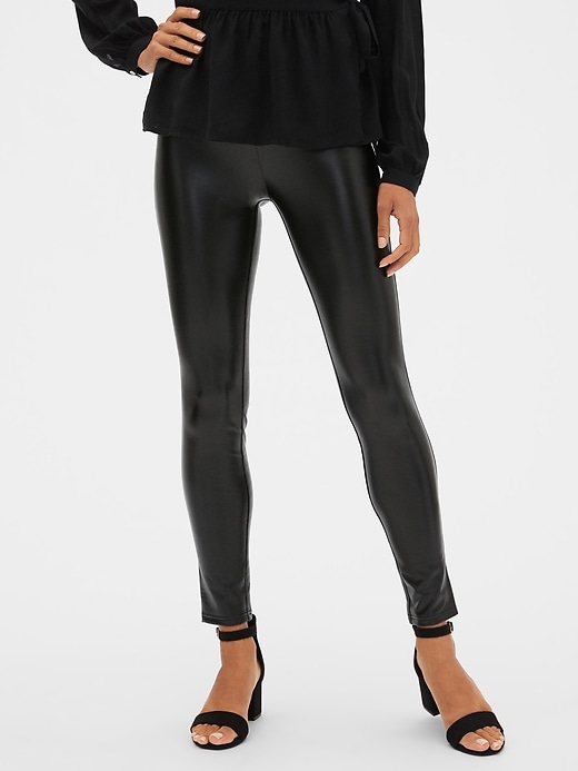 Image number 1 showing, Faux-Leather Leggings