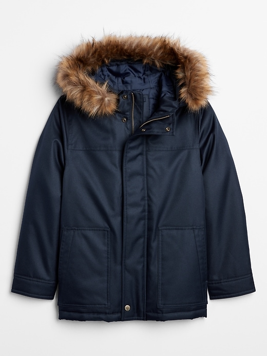 Image number 1 showing, Kids Padded Parka with Faux-Fur Trim