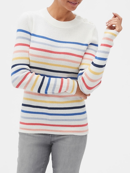 View large product image 1 of 1. Ribbed Button Sweater