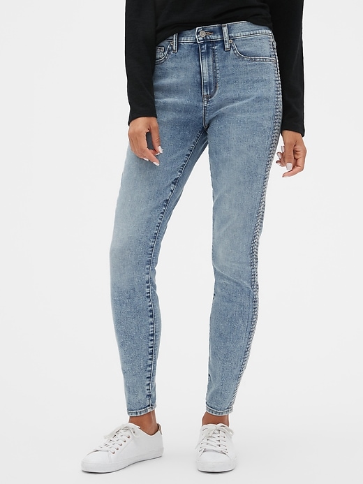 Image number 1 showing, High Rise Embroidered Legging Jeans