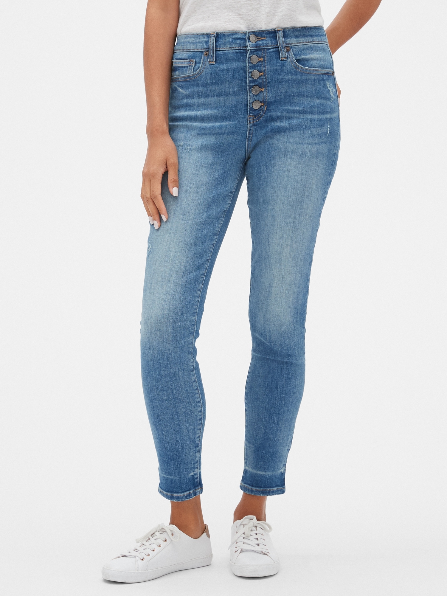 high waisted jeans with button fly