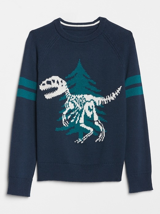 View large product image 1 of 1. Kids Intarsia Dino Graphic Sweater