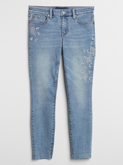 Image number 4 showing, Mid Rise Embroidered Legging Skimmer Jeans