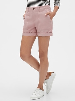 high rise khaki shorts